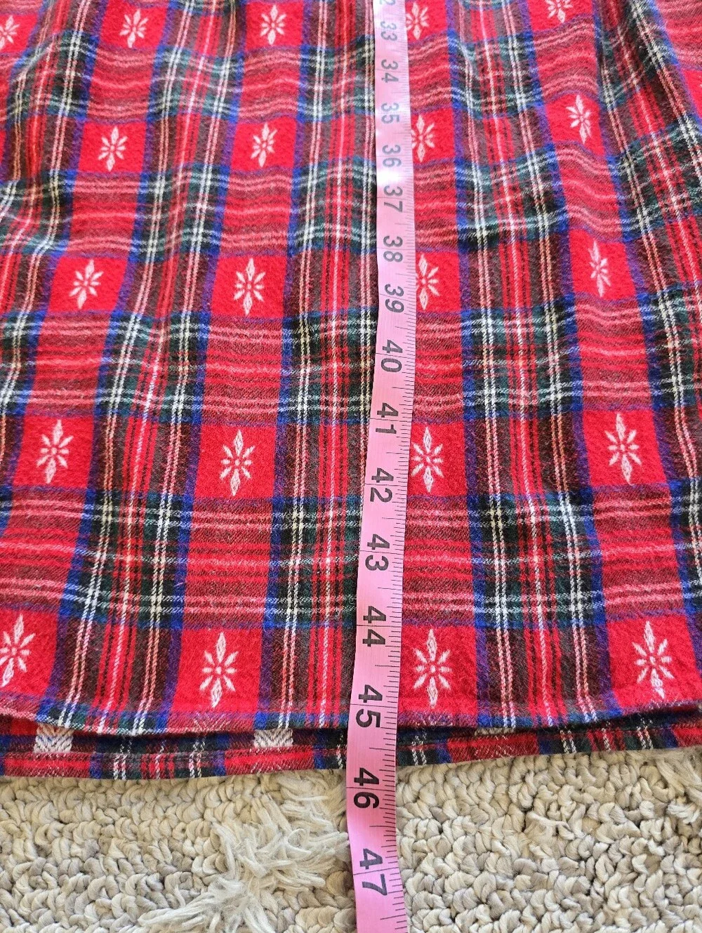 Vintage Lanz of Salzburg Red Plaid Tartan Cotton Lace Flannel Nightgown Size M